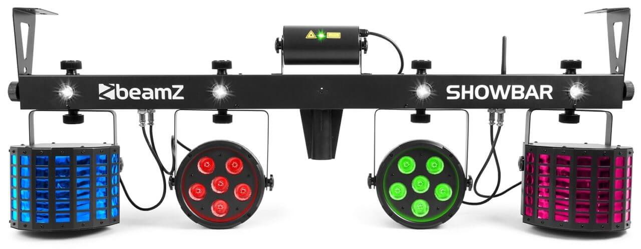 Beamz LED SHOWBAR with 2 PARs, Butterflies, Laser, Strobe, DMX and IRC - Product Image