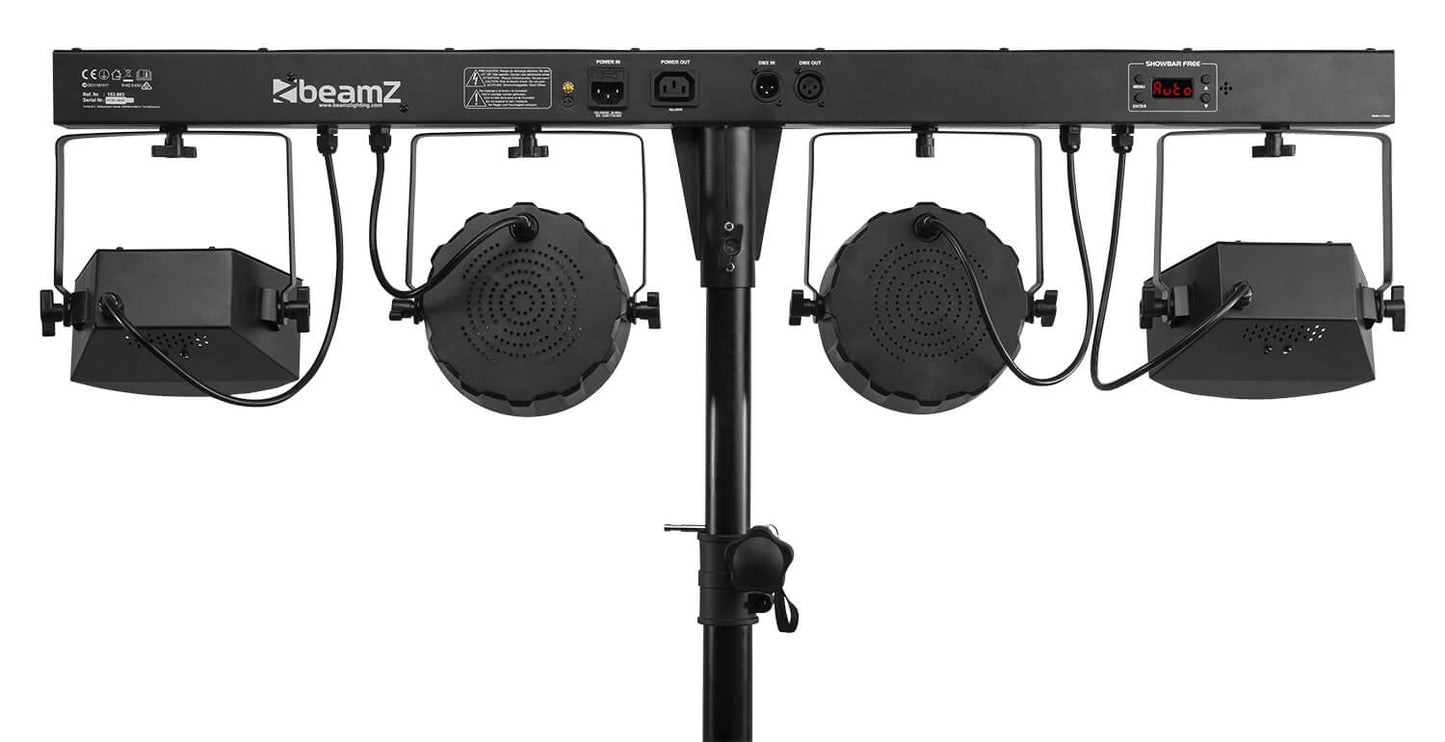Beamz LED SHOWBAR FREE with 2 PARs (4x4-in-1), 2 Derbies, and IRC