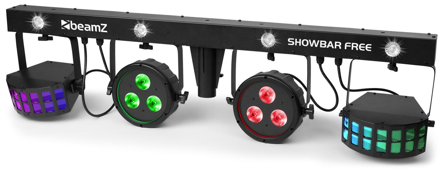 Beamz LED SHOWBAR FREE with 2 PARs (4x4-in-1), 2 Derbies, and IRC - Side View