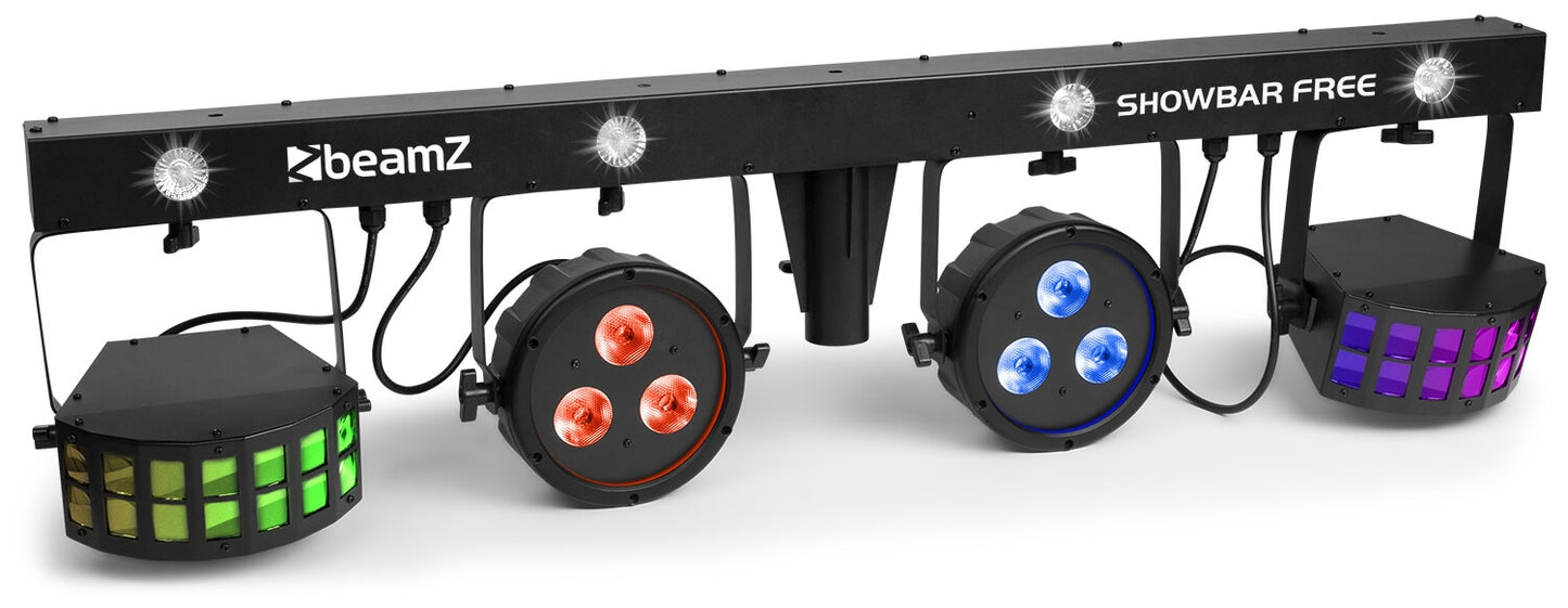 Beamz LED SHOWBAR FREE with 2 PARs (4x4-in-1), 2 Derbies, and IRC - side view image