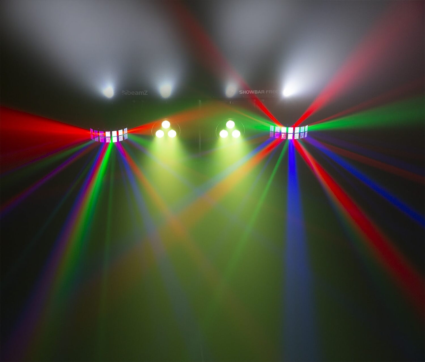 Beamz LED SHOWBAR FREE with 2 PARs (4x4-in-1), 2 Derbies, and IRC - image showing lighting effects