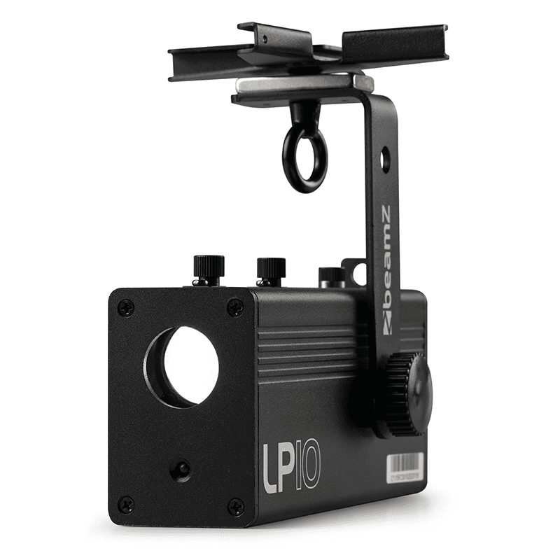 Image of the BEAMZ LP10 LED Logo/Gobo Projector, a 10W battery-powered device with remote control capability.