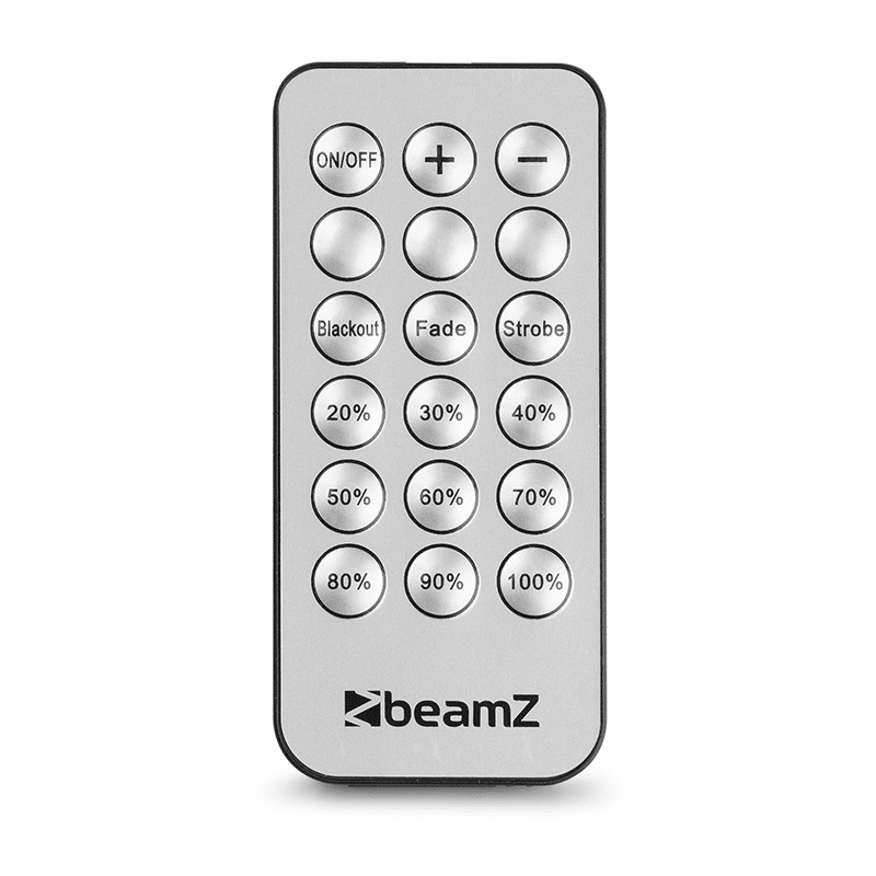 BEAMZ LP10 LED Logo/Gobo Projector, a 10W battery-powered device with remote control, showcasing its design and features.