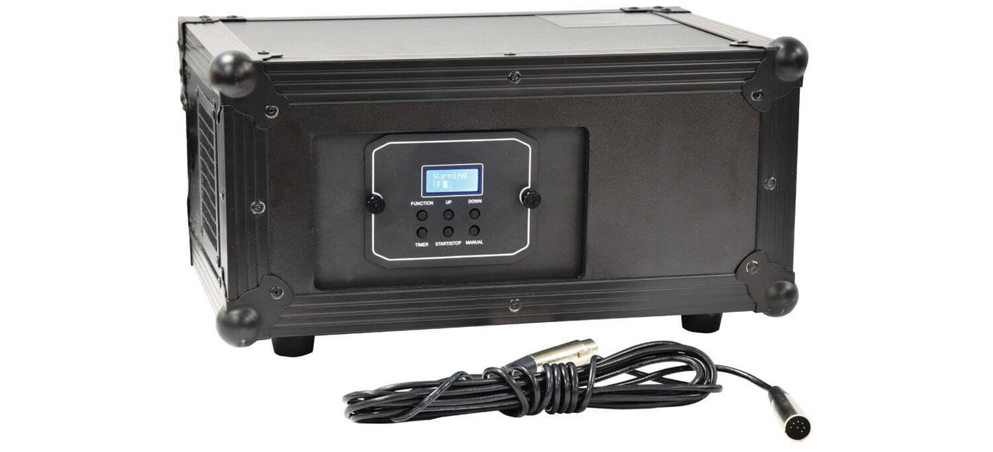 QTX HAZYR-PRO 1000W Haze Machine with DMX Control, showcasing a professional high output haze generator.