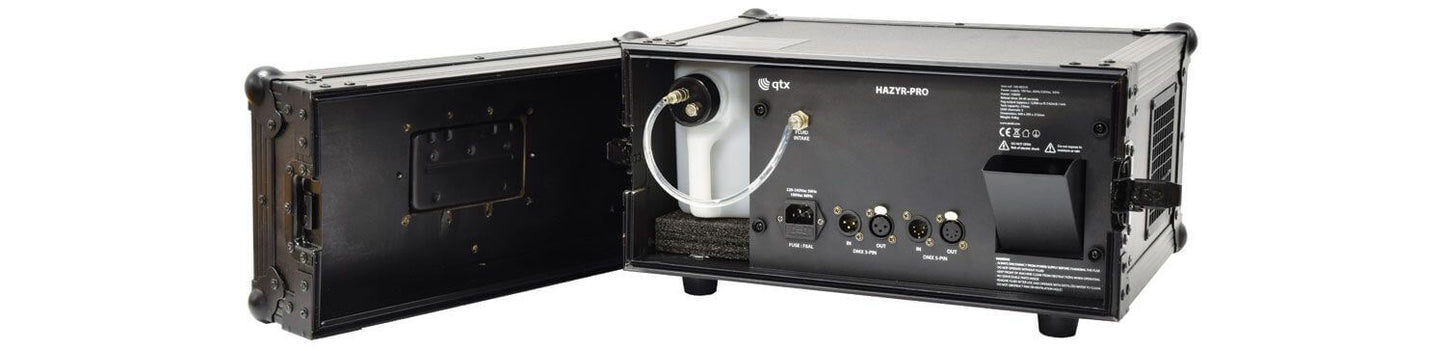 QTX HAZYR-PRO 1000W Haze Machine with DMX Control, a professional high output haze generator.