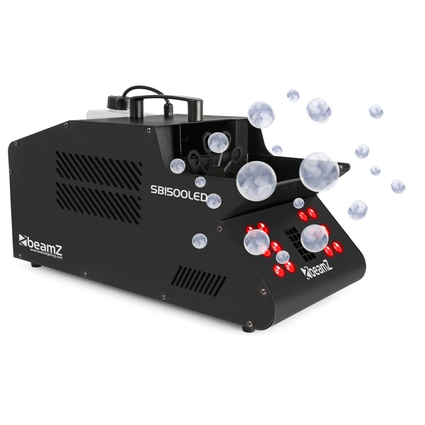Beamz SB1500LED 1500W Smoke & Bubble Machine with RGB LEDs and DMX - Side View