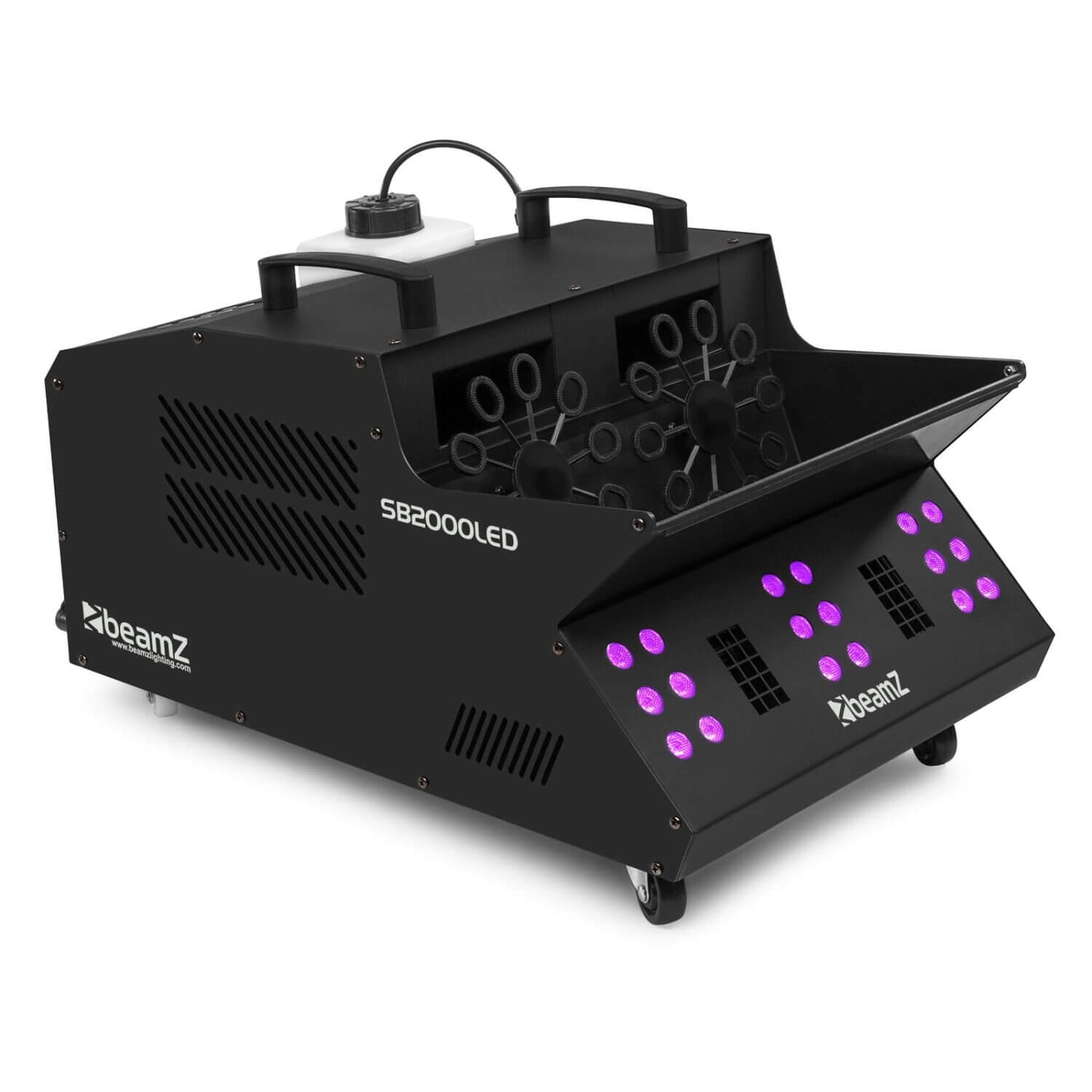 Beamz SB2000LED 2000W Smoke & Bubble Machine with RGB LEDs and DMX - Side View