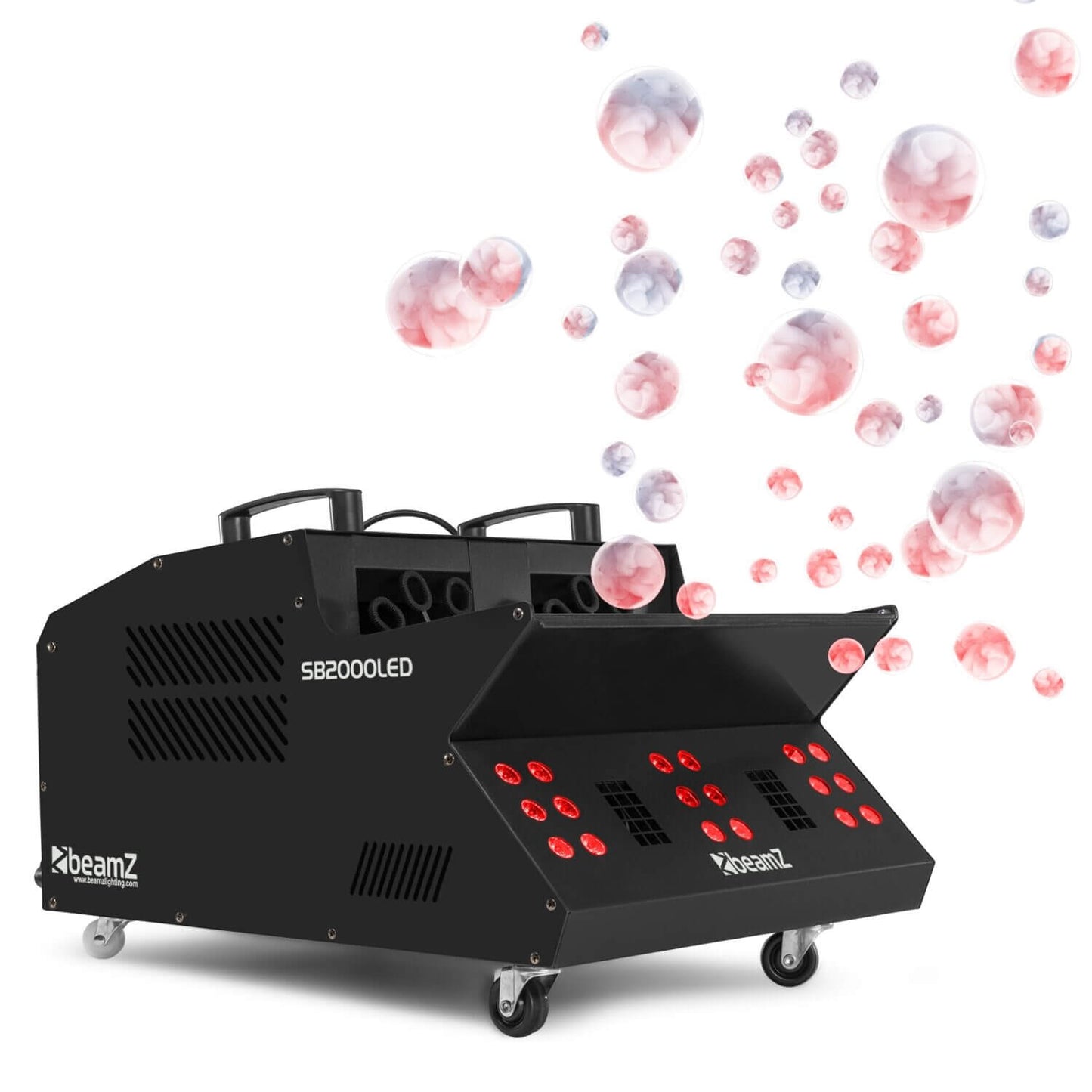 Beamz SB2000LED 2000W Smoke & Bubble Machine with RGB LEDs and DMX - Side View