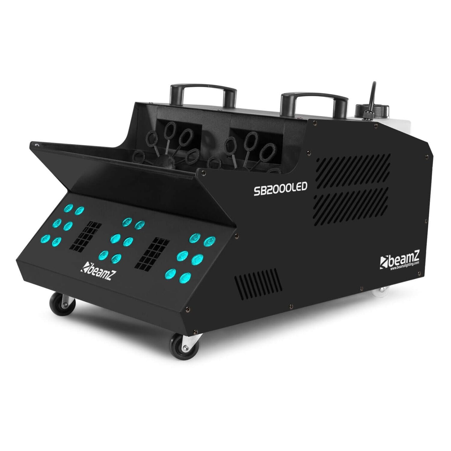 Beamz SB2000LED 2000W Smoke & Bubble Machine with RGB LEDs and DMX - Side View