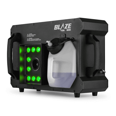 BEAMZ BLAZE800 Vertical Fogger with RGB color mixing, showcasing a professional smoke machine designed for events.