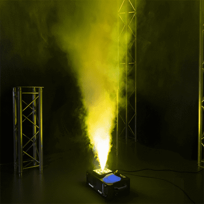 BEAMZ BLAZE800 Vertical Fogger with RGB color mixing, a professional smoke machine featuring 12x4W LED lights.