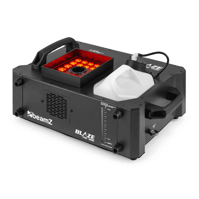BEAMZ BLAZE1200 Vertical Fogger 1200W featuring 24x4W 4-in-1 LED Lighting, showcasing its sleek design and functionality.
