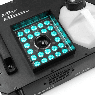 BEAMZ BLAZE1200 Vertical Fogger with 1200W power and 24x4W 4-in-1 LED lighting, showcasing its sleek design and functionality.