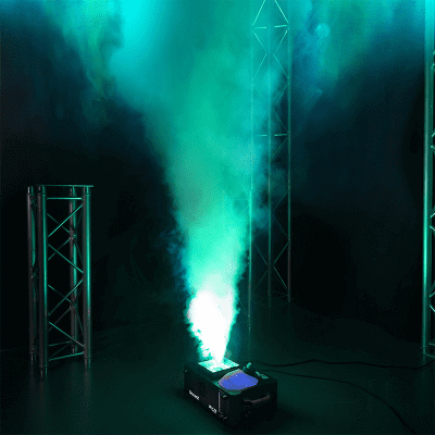 BEAMZ BLAZE1200 Vertical Fogger 1200W with 24x4W 4-in-1 LED Lighting, showcasing the product's design and features.
