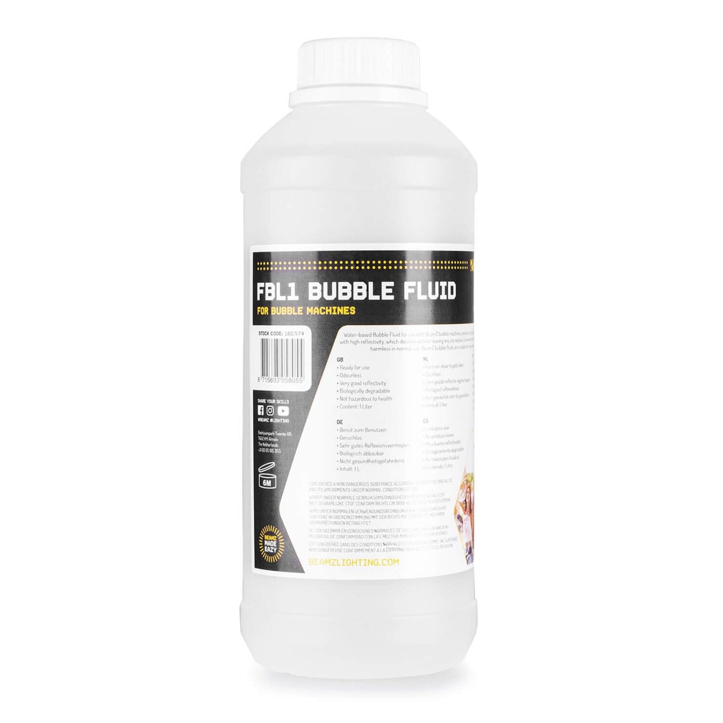 Beamz 1L Standard Bubble Liquid - Side View Image