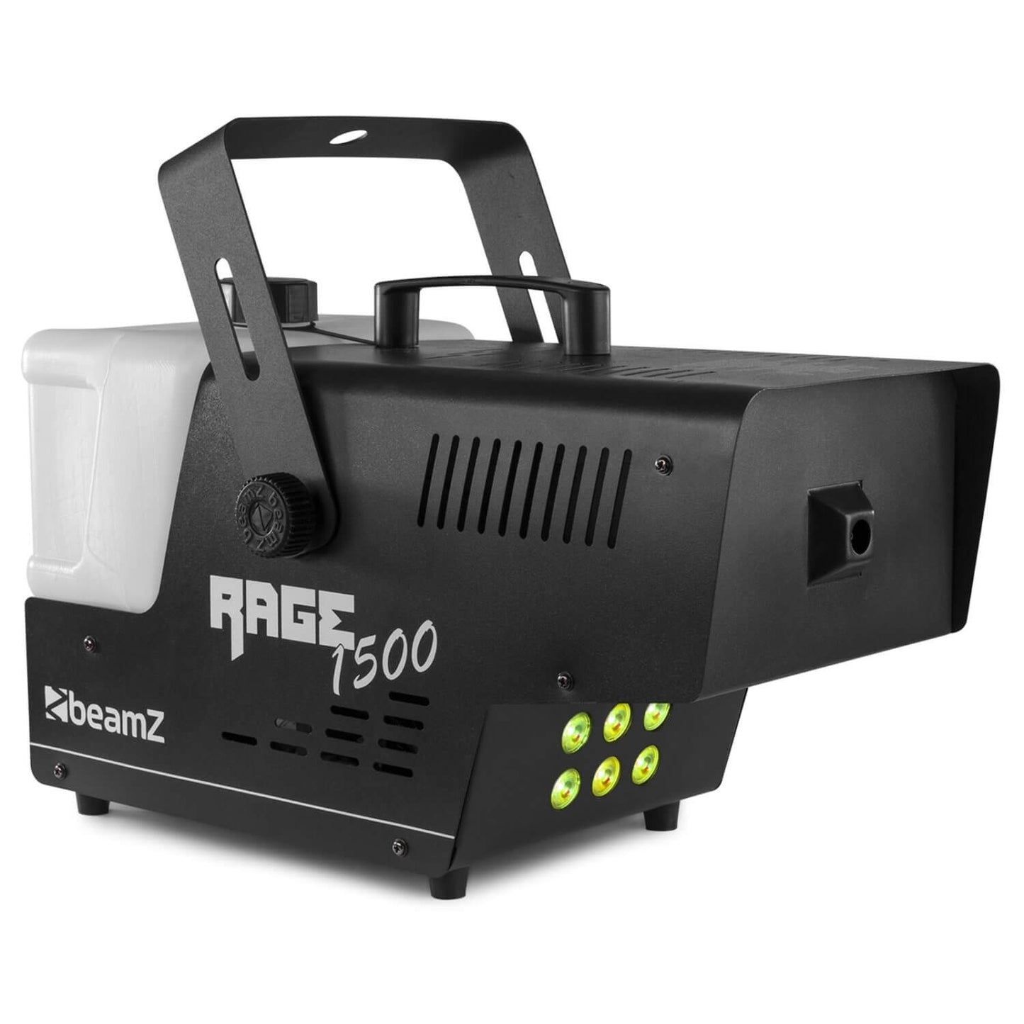 Beamz RAGE1500LED Smoke Machine with Timer Control and 6x3W 3-in-1 LEDs - Side View