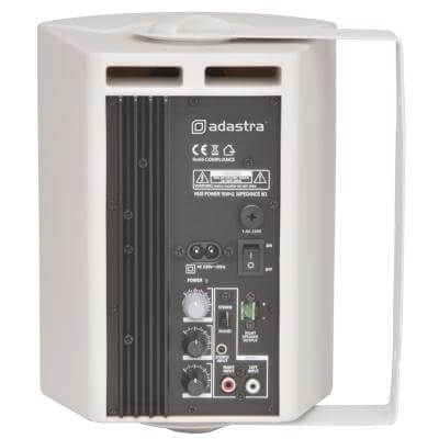 Adastra BC5A-W Active Stereo 2-Way Speaker Set in white, featuring a compact design and 30W RMS power output.