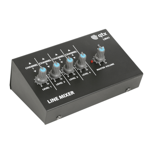 QTX LM41 4 Channel Mono Mini Line Level Mixer with High Impedance Inputs
