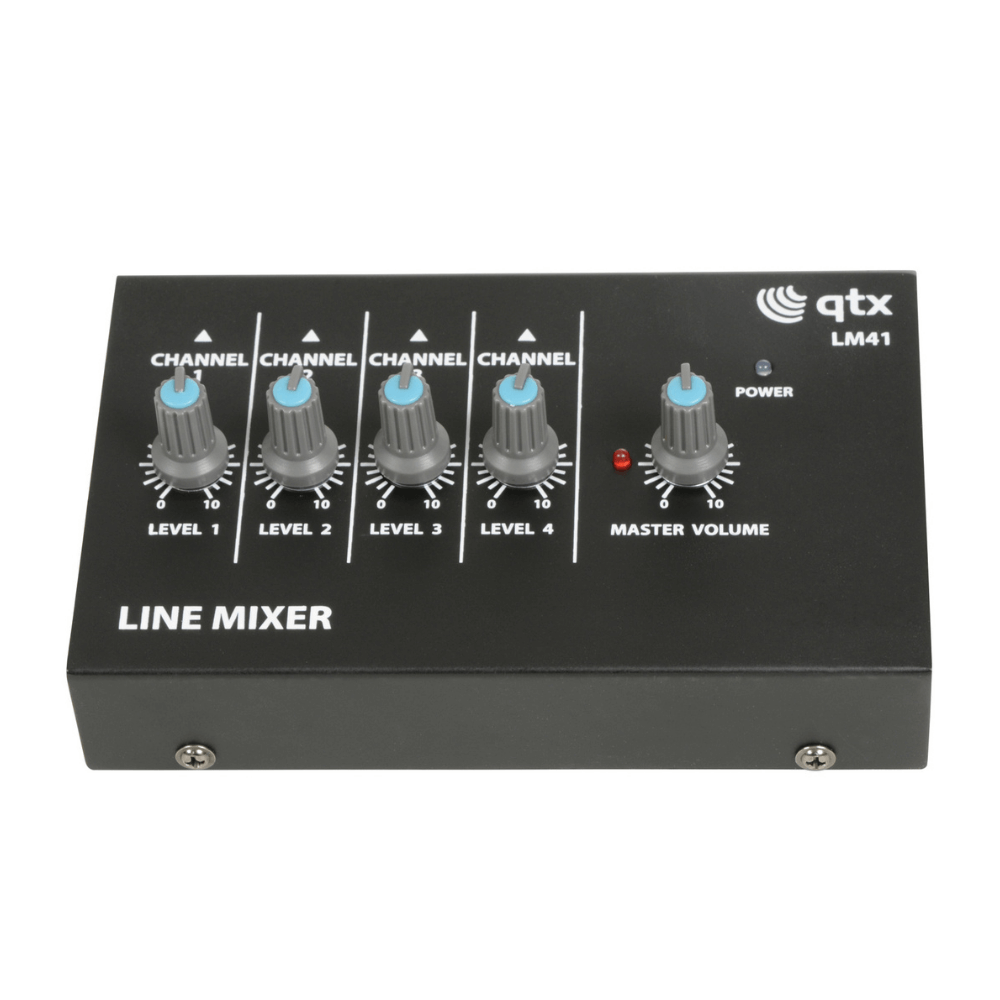 QTX LM41 - 4 Channel Mono Mini Line Level Mixer with High Impedance Inputs