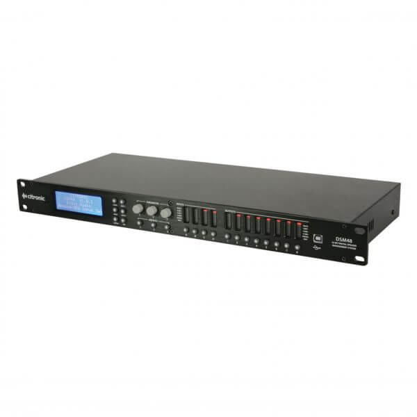 Citronic DSM48 Digital Speaker Management System featuring 4 inputs and 8 outputs with advanced EQ and processing capabilities.
