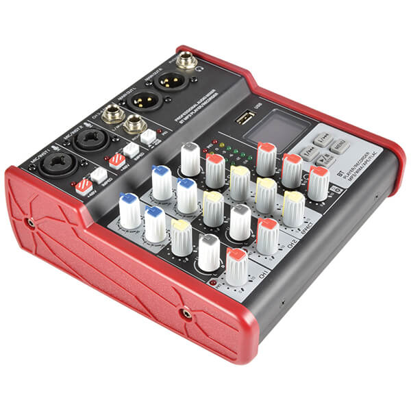 CITRONIC CSM-4 Music Mixer featuring 4 channels, Bluetooth connectivity, USB input, and MP3 playback capabilities.