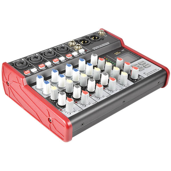 Citronic CSM-6 Music Mixer featuring 6 channels, Bluetooth connectivity, USB input, and MP3 playback capabilities.