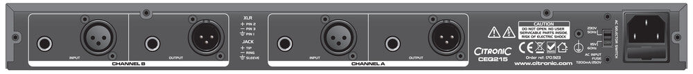 Citronic CEQ215 Dual 15-Band Graphic Equaliser for professional audio control