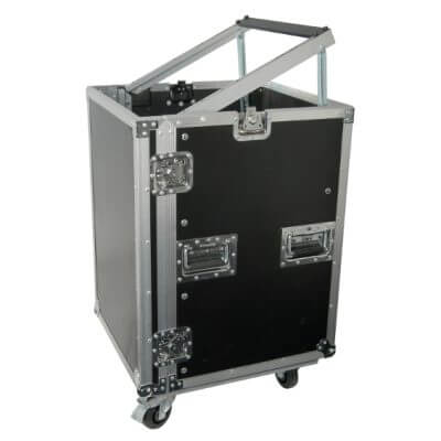 Citronic 19-Inch Equipment Rack Case with Wheels - 16U, designed for secure equipment storage and mobility.