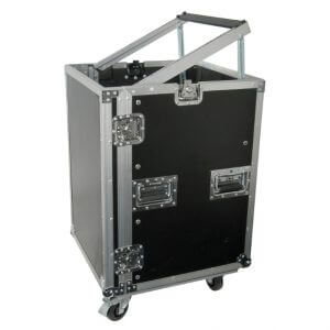 Citronic 19-Inch Equipment Rack Case with Wheels, 16U, featuring a sturdy design and mobility options.