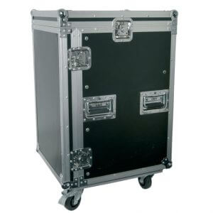 Citronic 19-Inch Equipment Rack Case with Wheels - 16U, model 171.721UK, showcasing a sturdy design suitable for audio and equipment storage.