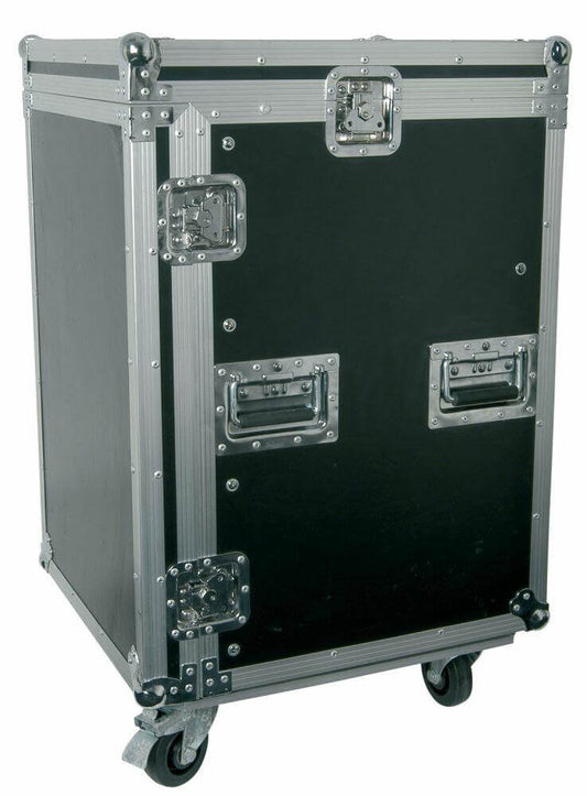 Citronic 19-Inch Equipment Rack Case with Wheels, a 12U mobile rack case designed for easy transport and storage of equipment.