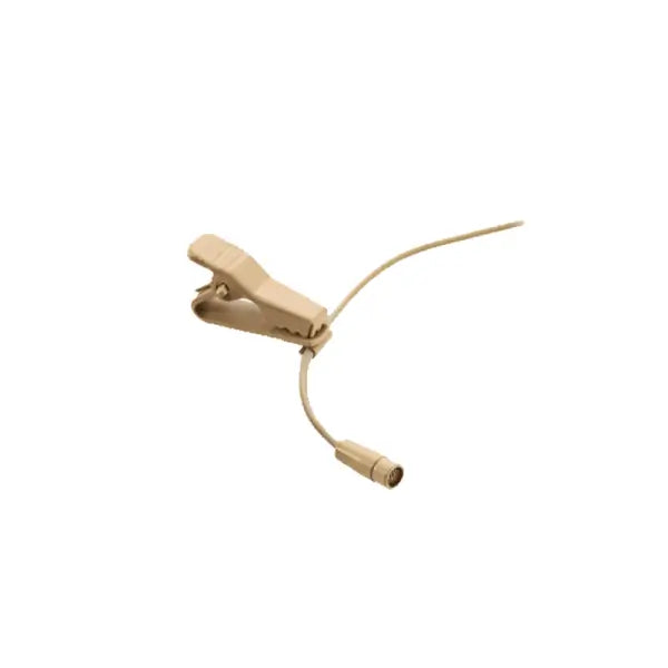JTS CM-125IFC4 sub-miniature lapel microphone in beige color with a 4-pin mini XLR connector.