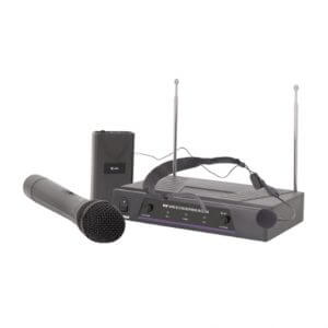 QTX VHN2 handheld and neckband VHF wireless microphone system with dual channel frequencies of 174.1 and 175.0MHz.