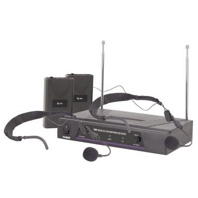 QTX VN2 Dual Neckband Microphone VHF Wireless System Ex Demo with dual frequency 174.1MHz and 175.0MHz.