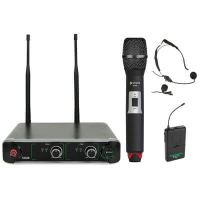 CHORD SU20-C Handheld and Neckband UHF Wireless Microphone System with dual frequency 863.42 and 864.3 MHz.