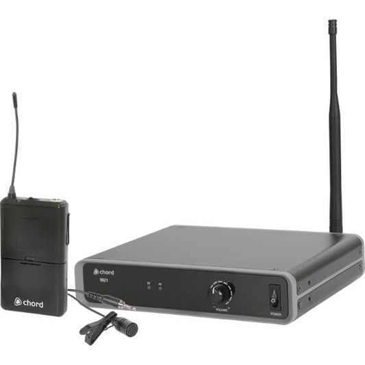 CHORD NU1-N UHF Wireless Neckband and Lavalier Microphone System displayed in an image.