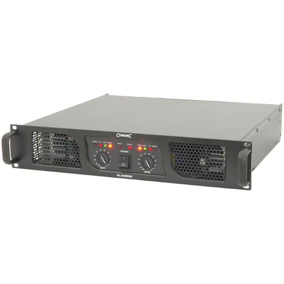 Citronic PLX2800 Power Amplifier, a professional audio amplifier featuring dual fan cooling, designed for high-performance sound amplification.