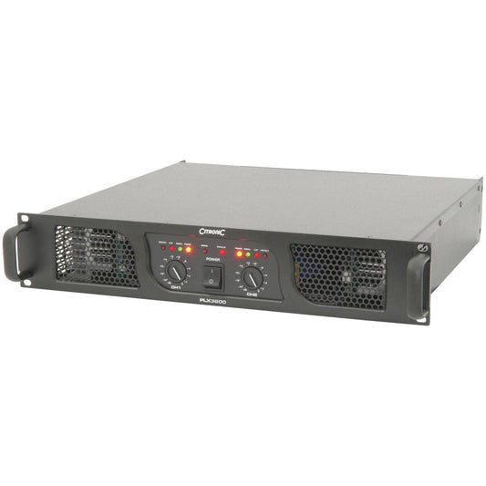 Citronic PLX3600 Power Amplifier with dual fan cooling, showcasing its high performance and robust design.