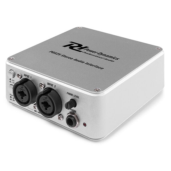 Power Dynamics PDX25 USB Audio Interface 2CH, a professional 2-in/2-out interface designed for home and studio recording.