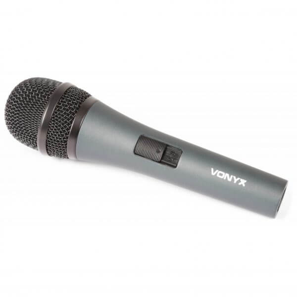 VONYX DM825 dynamic cardioid vocal microphone suitable for vocals, speeches, and DJ usage.