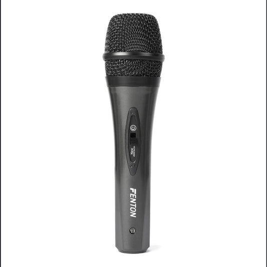 FENTON DM105 Dynamic Microphone featuring an XLR connection and a soft rubber grip.
