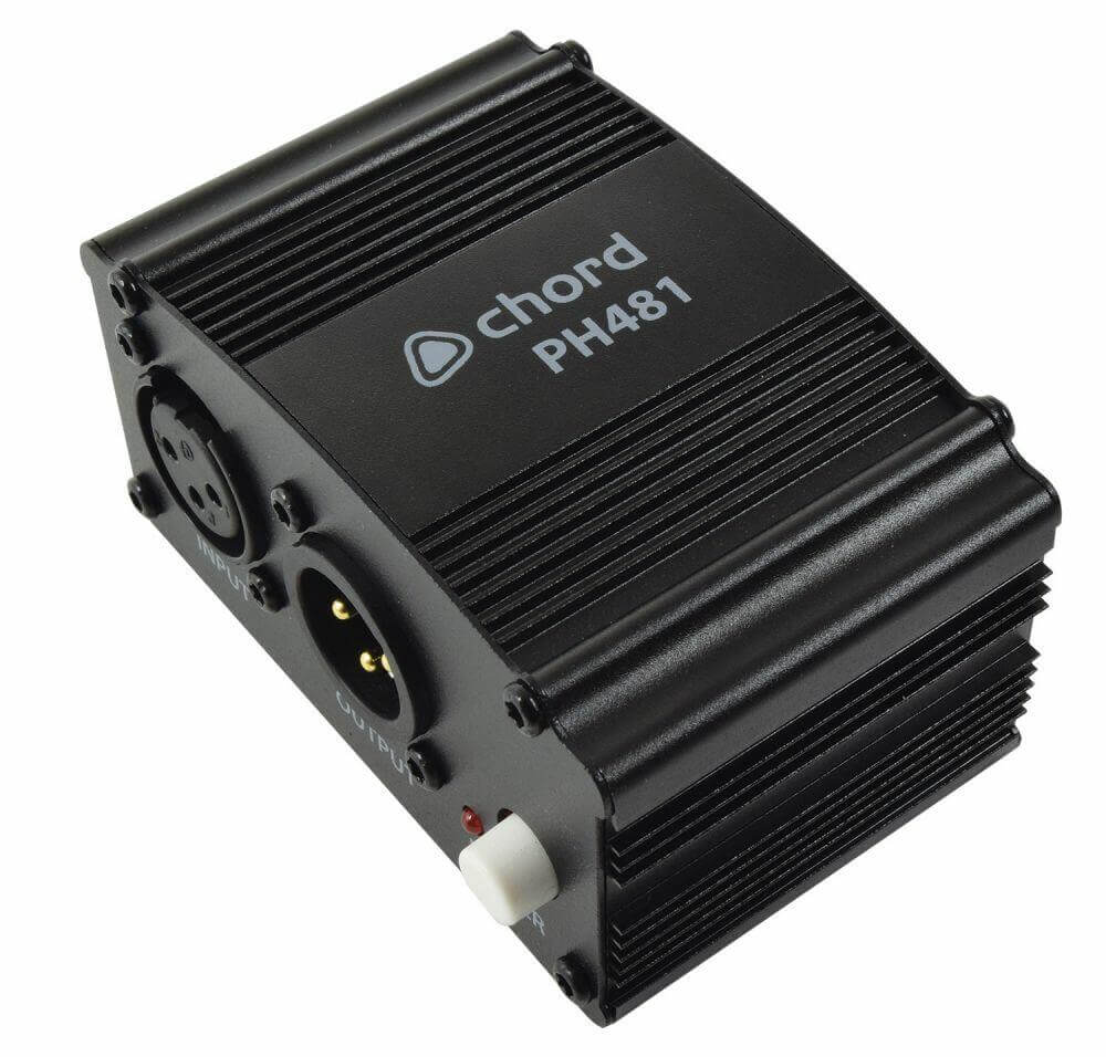 Chord PH481 Single Channel 48V Phantom Power Unit suitable for condenser microphones.