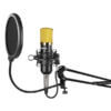 VONYX CMS400B Studio Set featuring a gold condenser microphone with an adjustable stand and pop filter.