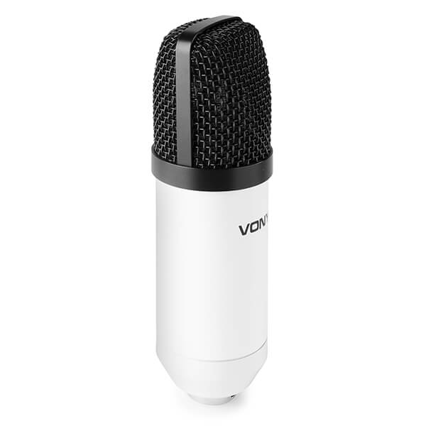 VONYX CM300W Studio Microphone Set in white, featuring a high-performance condenser microphone designed for studio use.