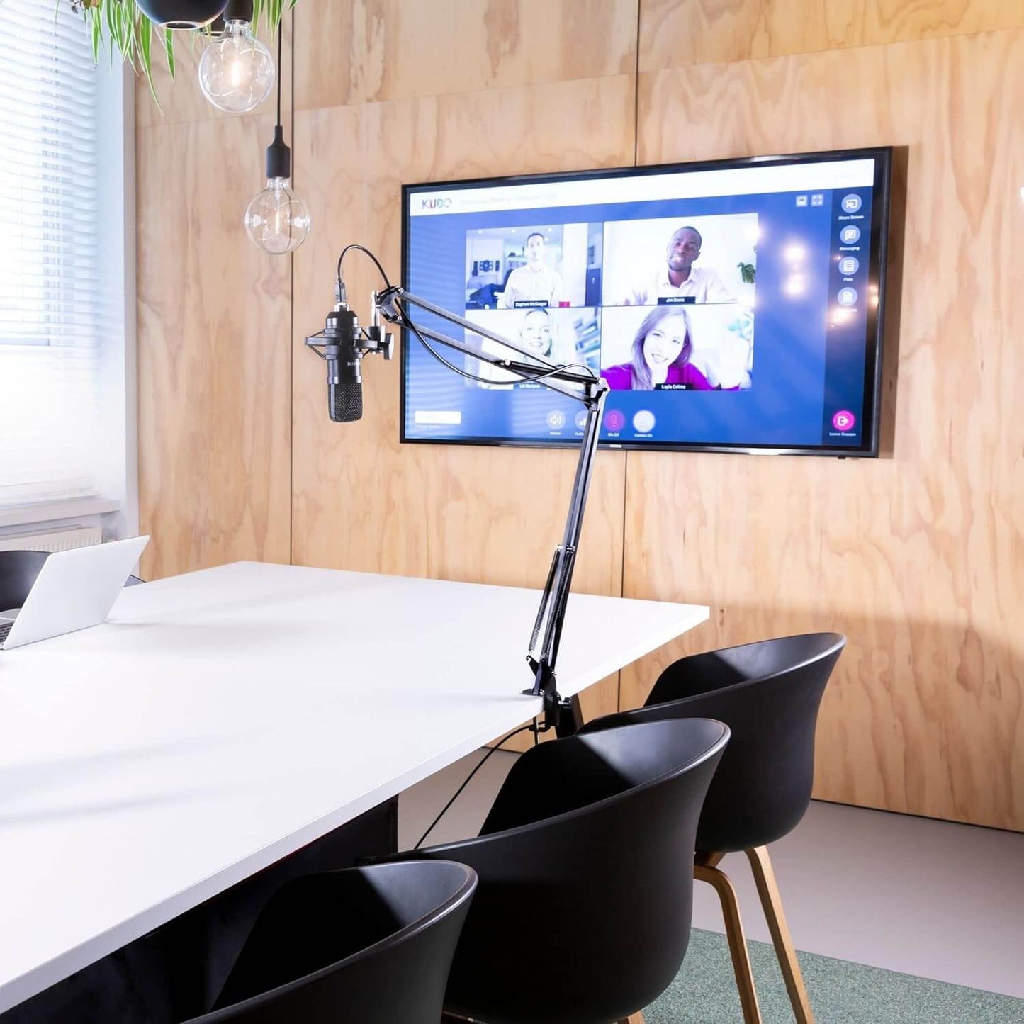VONYX CMS300B Studio Set featuring a black USB condenser microphone with an adjustable stand and pop filter.