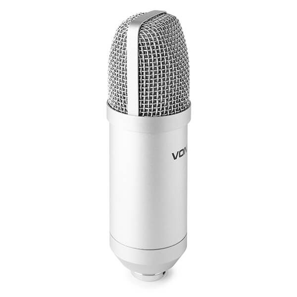 VONYX CMS300S Studio Set featuring a titanium USB condenser microphone with a stand and pop filter.