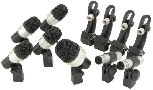 Image of the CHORD DMK73 Drum Microphone Kit, a 7-piece set featuring rim clamps, designed for professional audio recording.