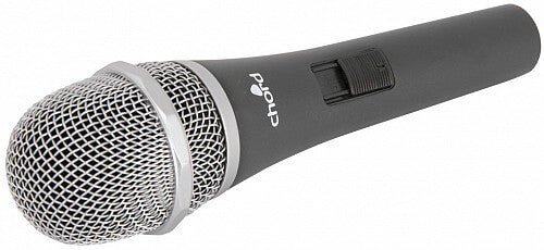 Chord DM04 Vocal Dynamic Microphone with included cable, clip, and carry case.