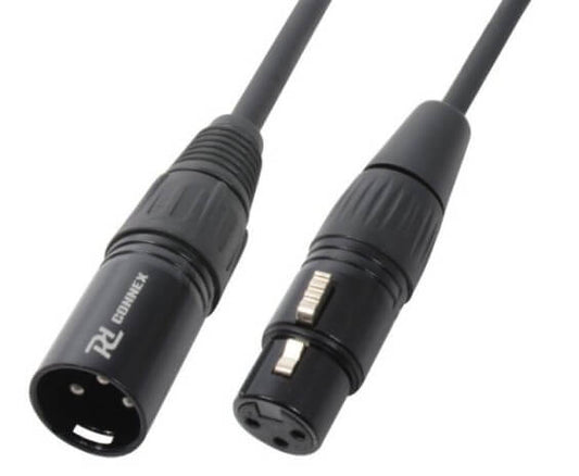 PDC CX35-3 Professional XLR Male to Female Signal Lead, 3 meters long, black color.
