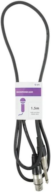 QTX 12M Microphone Lead featuring an XLR socket and a 6.3mm mono plug, suitable for professional audio applications.